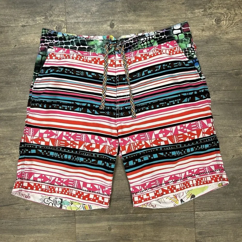 Robert Graham Paradise Men Geometric Swim Trunks Board Shorts‎ Size 38 (280)